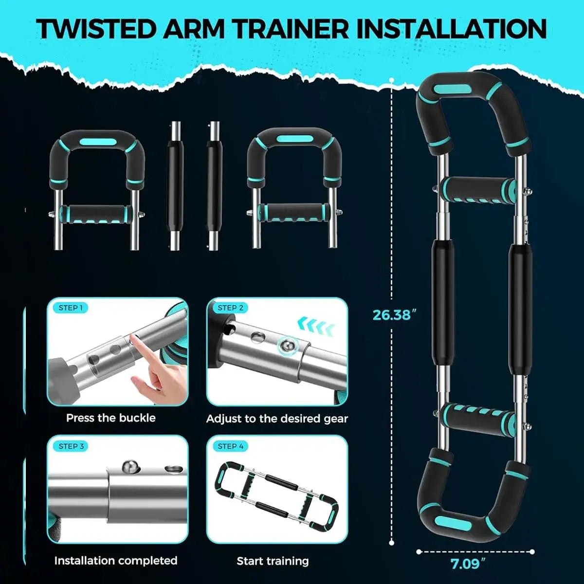 Adjustable Power Twister Bar Arm Trainer, Chest & Arm Strength Training Equipment for Men, Portable Upper Body Workout Tool for Home Gym Fitness Tiktokshopspringglowup