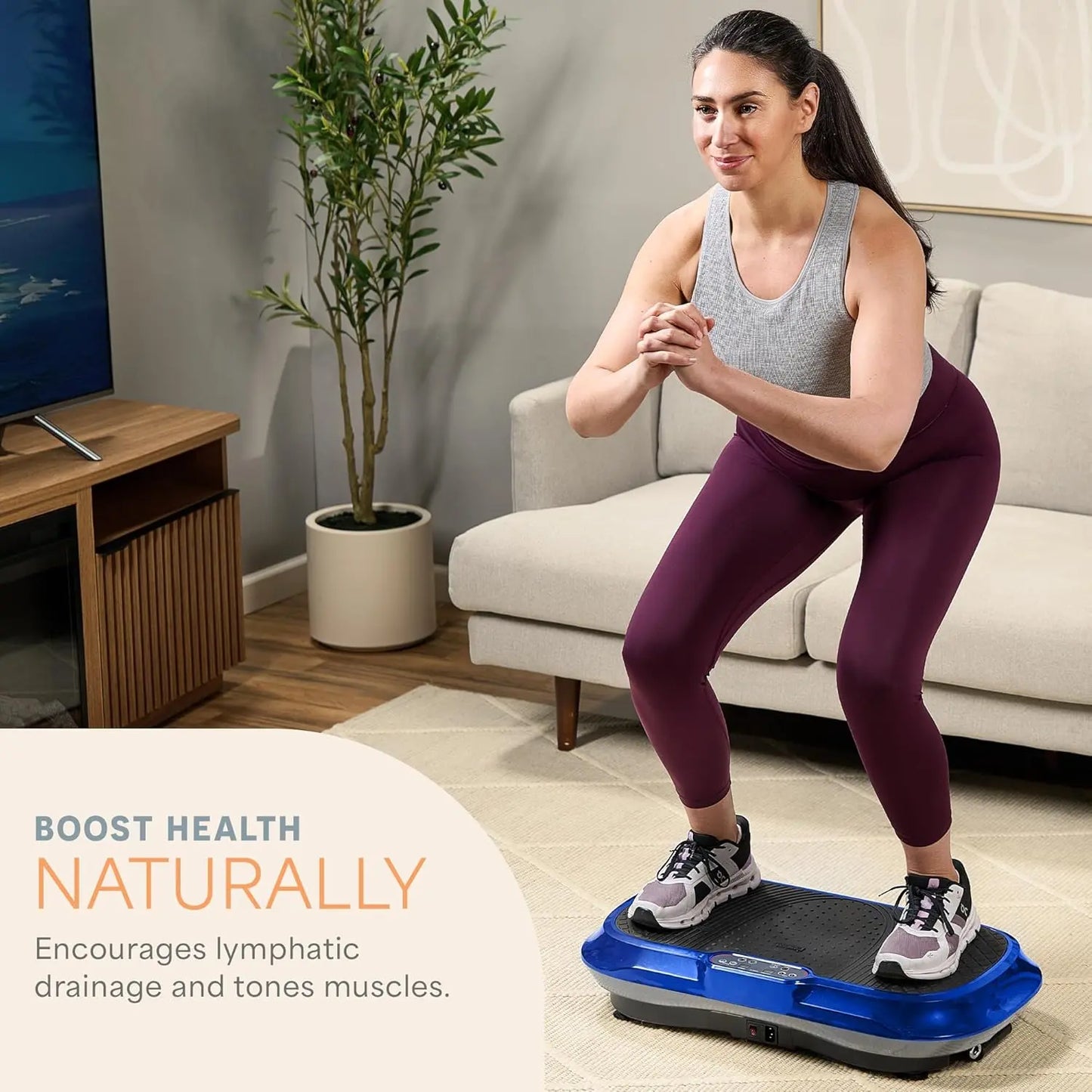 Waver Vibration Plate Exercise Machine – High-Intensity Vibration Plate for Lymphatic Drainage – Full-Body Workout Vibrating Platform with Loop Bands – Fitness Equipment for Strength & Toning Healthjourneyshop