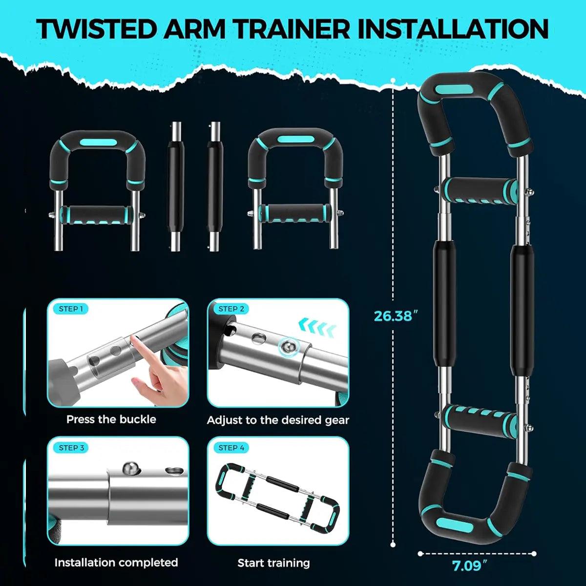 Adjustable Power Twister Bar Arm Trainer, Chest & Arm Strength Training Equipment for Men, Portable Upper Body Workout Tool for Home Gym Fitness Tiktokshopspringglowup