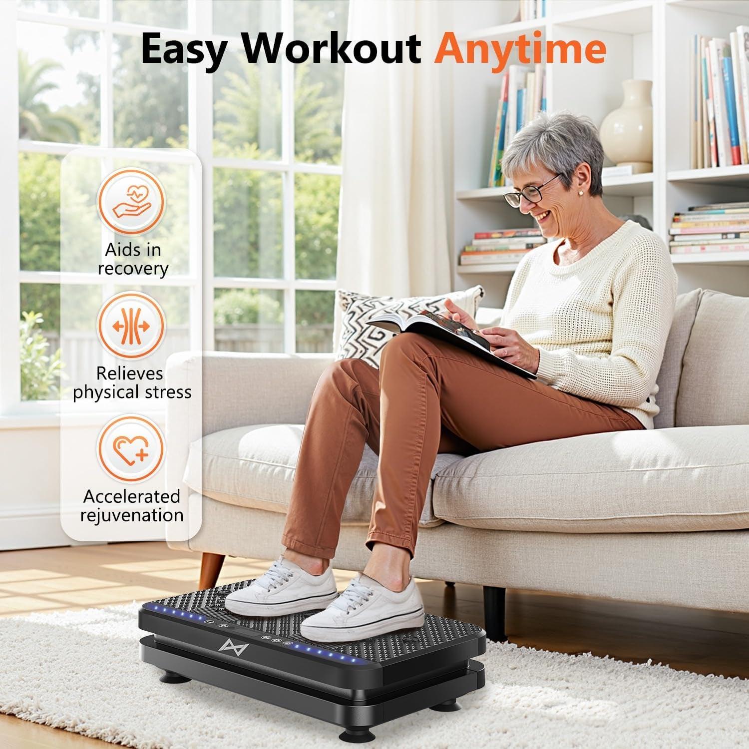 Vibration Plate Fitness Platform Exercise Machine Vibrating Shaking Full Body Shaker Workout Vibrate Stand Shake Board Sport Gym for Weight Loss Fat Burner for Women Men