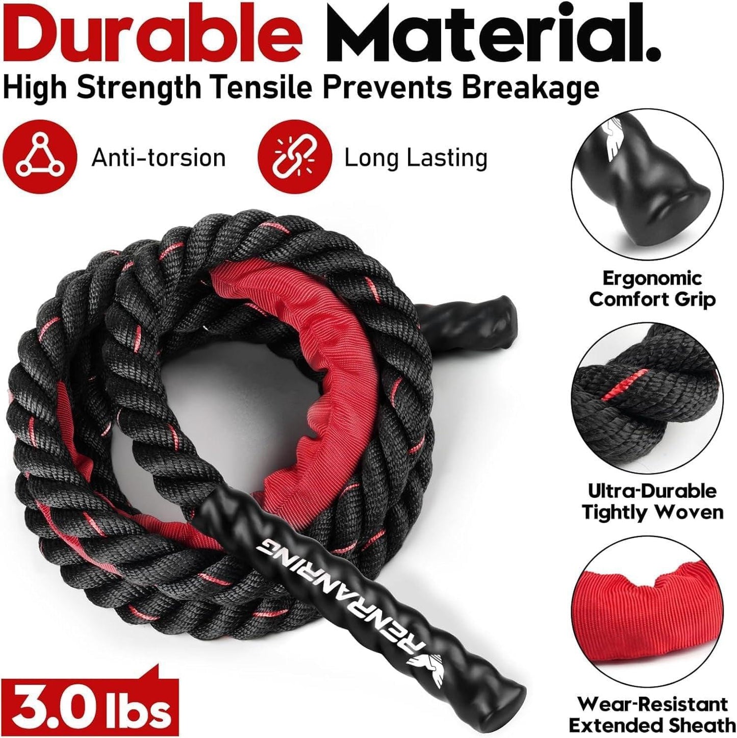 Weighted Jump Rope for Men and Women, 3Lb 4Lb 5Lb Adult Heavy Skipping Rope, Jumprope for Fitness,Workout Equipment, Fitness Equipment for Home Gym Exercise,Improve Strength and Building Muscle