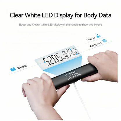 Body Fat Scale with Handles, 8-Electrode Smart Body Composition Scale for Home Use, Segmental Body Analysis, Sync with Apple Health, 400 Lb Capacit