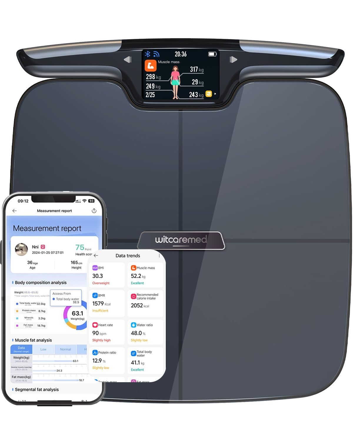 Smart Scale for Body Weight with BMI, Body Fat, Muscle Mass, 8 Electrode High Precision Bathroom Scale, Scale with App, 56 Body Composition Measurement