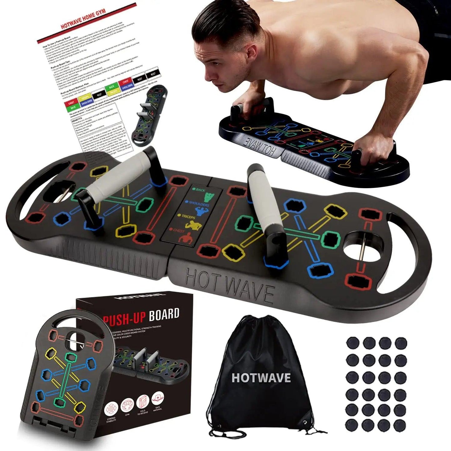 HOTWAVE Push up Board Fitness,Professional Strength Training Equipment for Chest, Shoulders, Back & Triceps, Portable Workout Station with Non-Slip Handles Home Exercise Machine Arm Exerciser Summervibes