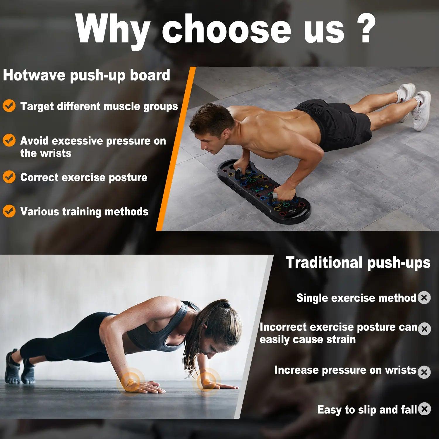 HOTWAVE Push up Board Fitness,Professional Strength Training Equipment for Chest, Shoulders, Back & Triceps, Portable Workout Station with Non-Slip Handles Home Exercise Machine Arm Exerciser Summervibes