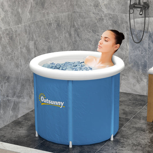 Cold Start Recovery Kit bundle: portable cold plunge tub with thermo lid plus 12-loop stretching strap