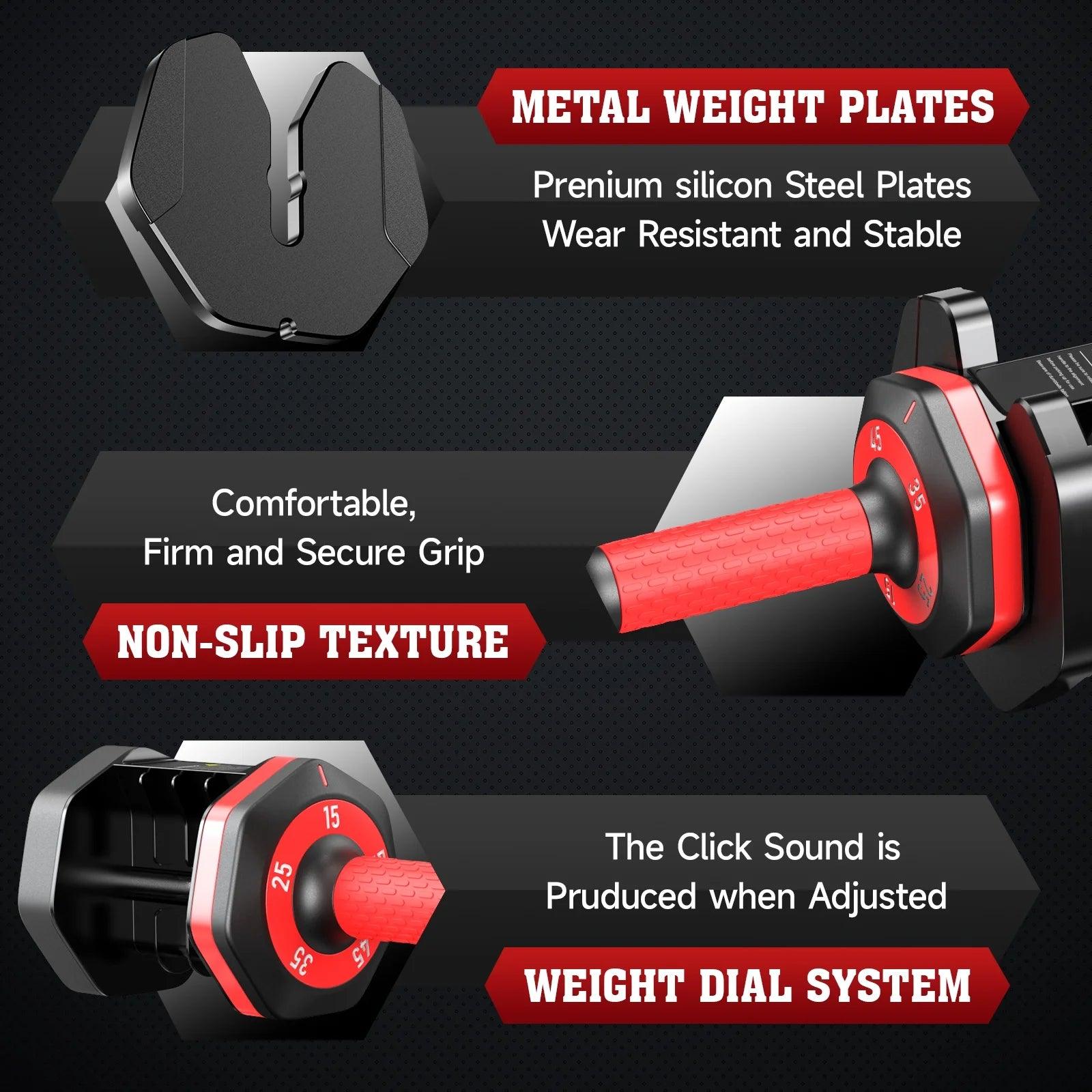 110LB Adjustable Dumbbells with High Quality Tray 15Lb to 55Lb Adjustable Dumbbell for Home Gym Exercise Equipment, ‌‌Christmas Gift