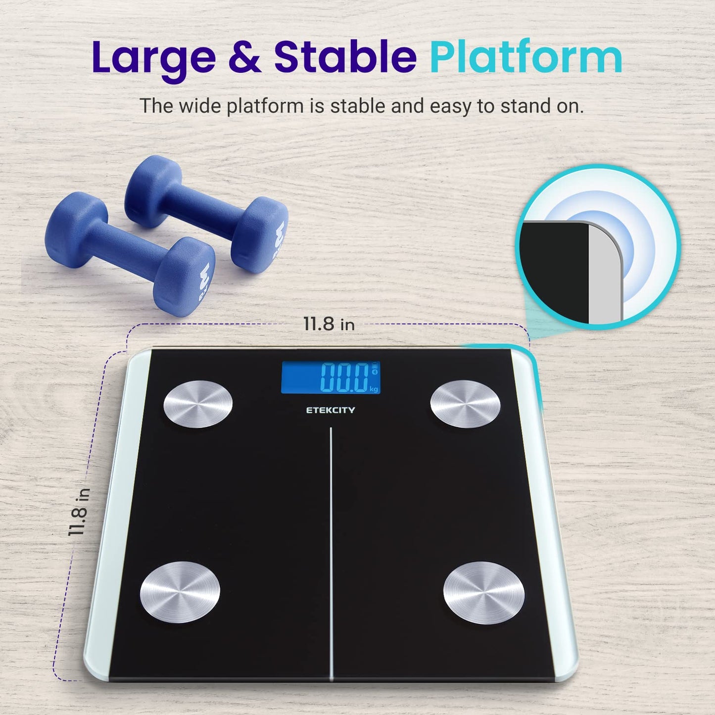 Etekcity Smart Scale for Body Weight, FSA&HSA Eligible, Bathroom Digital Weighing Scale with BMI, Body Fat, Muscle Mass, Accurate Bluetooth Home User Health Equipment Sync Apps, LED, Tempered glass