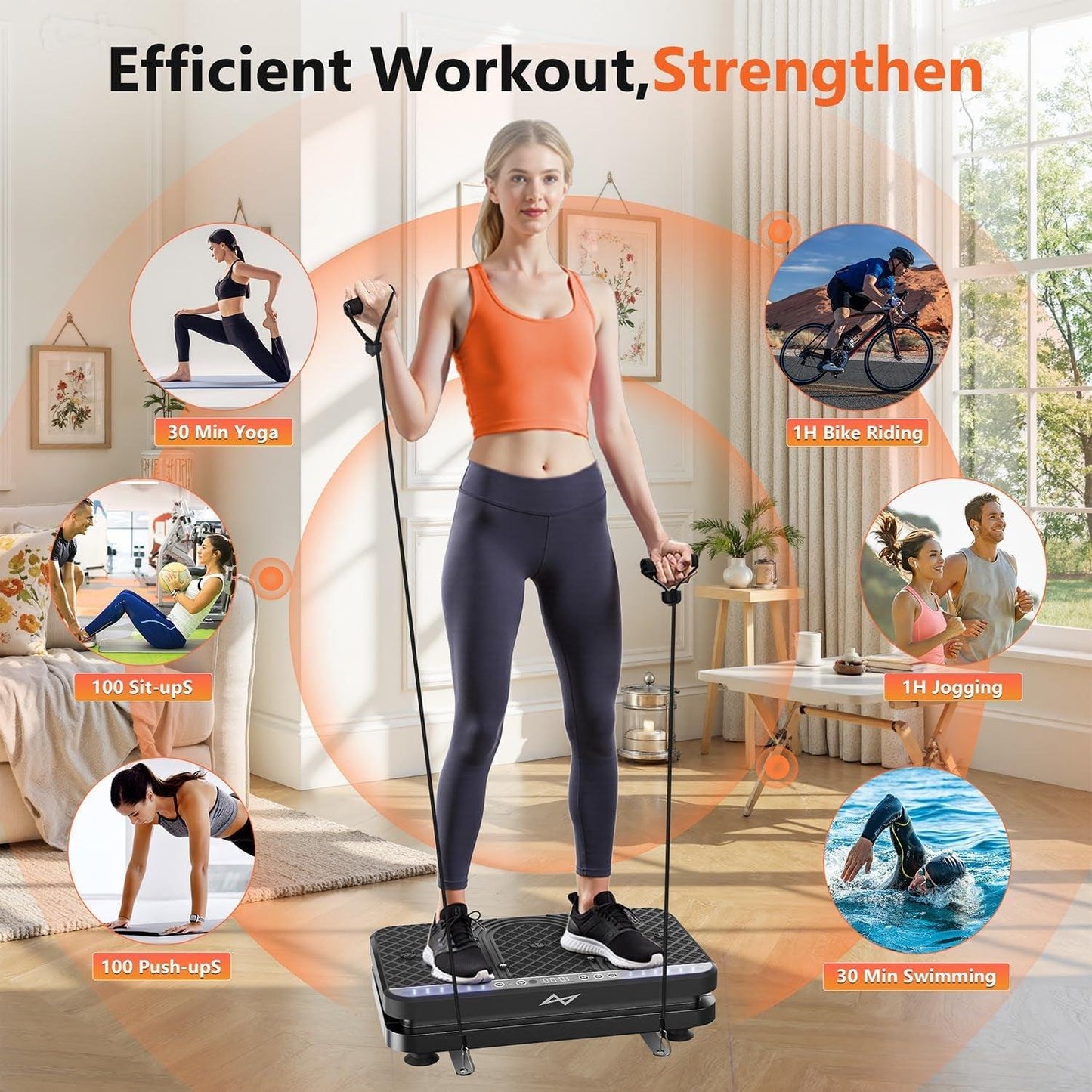 Vibration Plate Fitness Platform Exercise Machine Vibrating Shaking Full Body Shaker Workout Vibrate Stand Shake Board Sport Gym for Weight Loss Fat Burner for Women Men