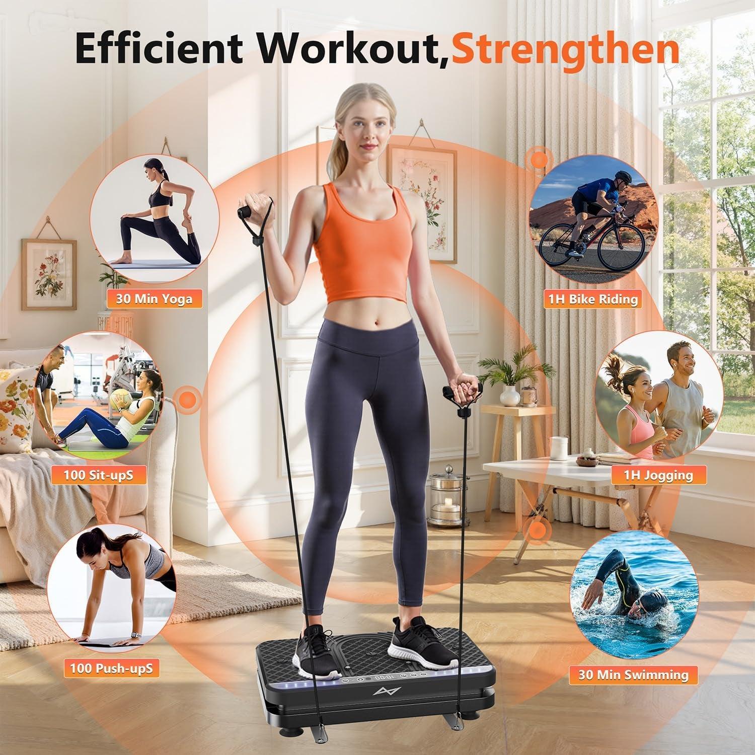 Vibration Plate Fitness Platform Exercise Machine Vibrating Shaking Full Body Shaker Workout Vibrate Stand Shake Board Sport Gym for Weight Loss Fat Burner for Women Men