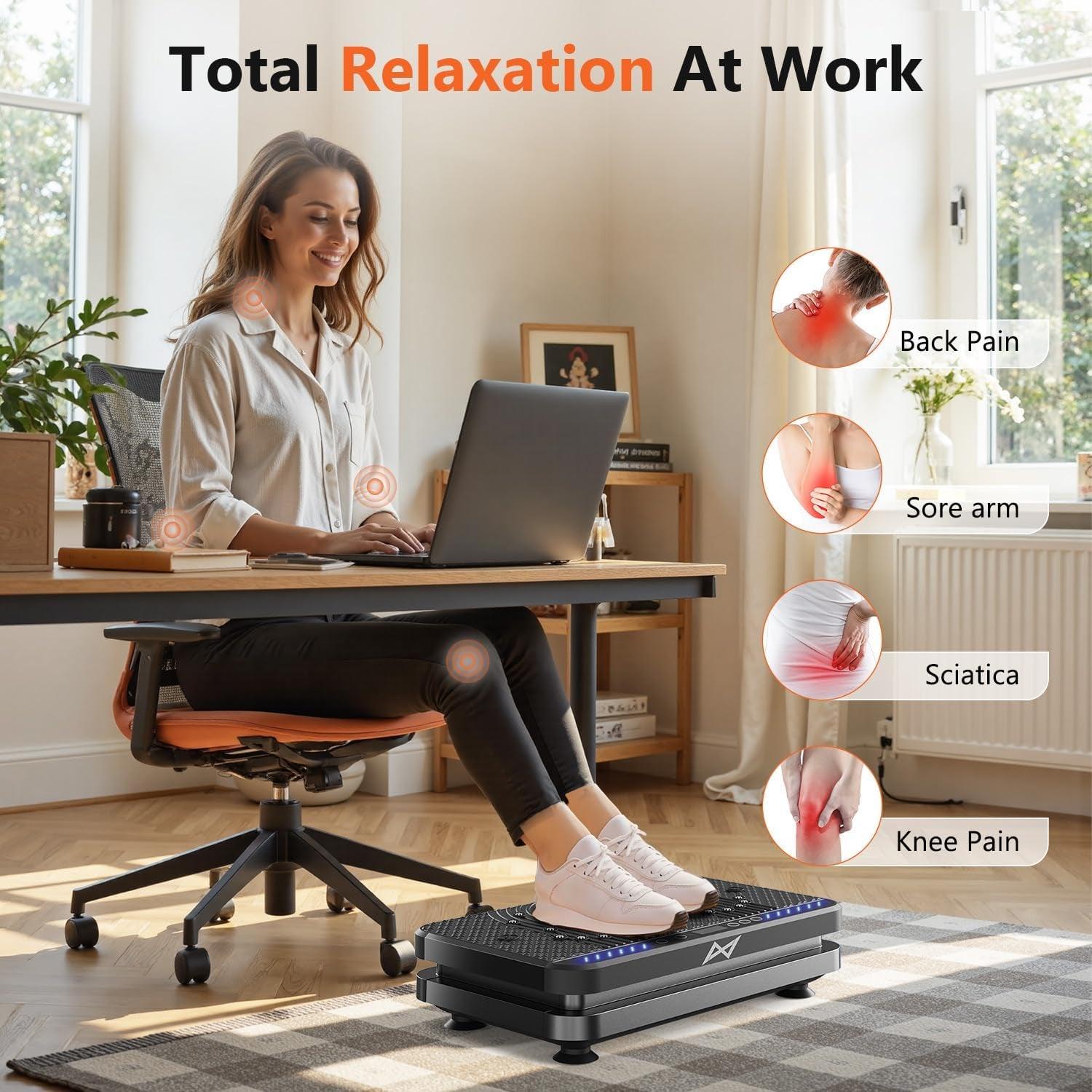 Vibration Plate Fitness Platform Exercise Machine Vibrating Shaking Full Body Shaker Workout Vibrate Stand Shake Board Sport Gym for Weight Loss Fat Burner for Women Men