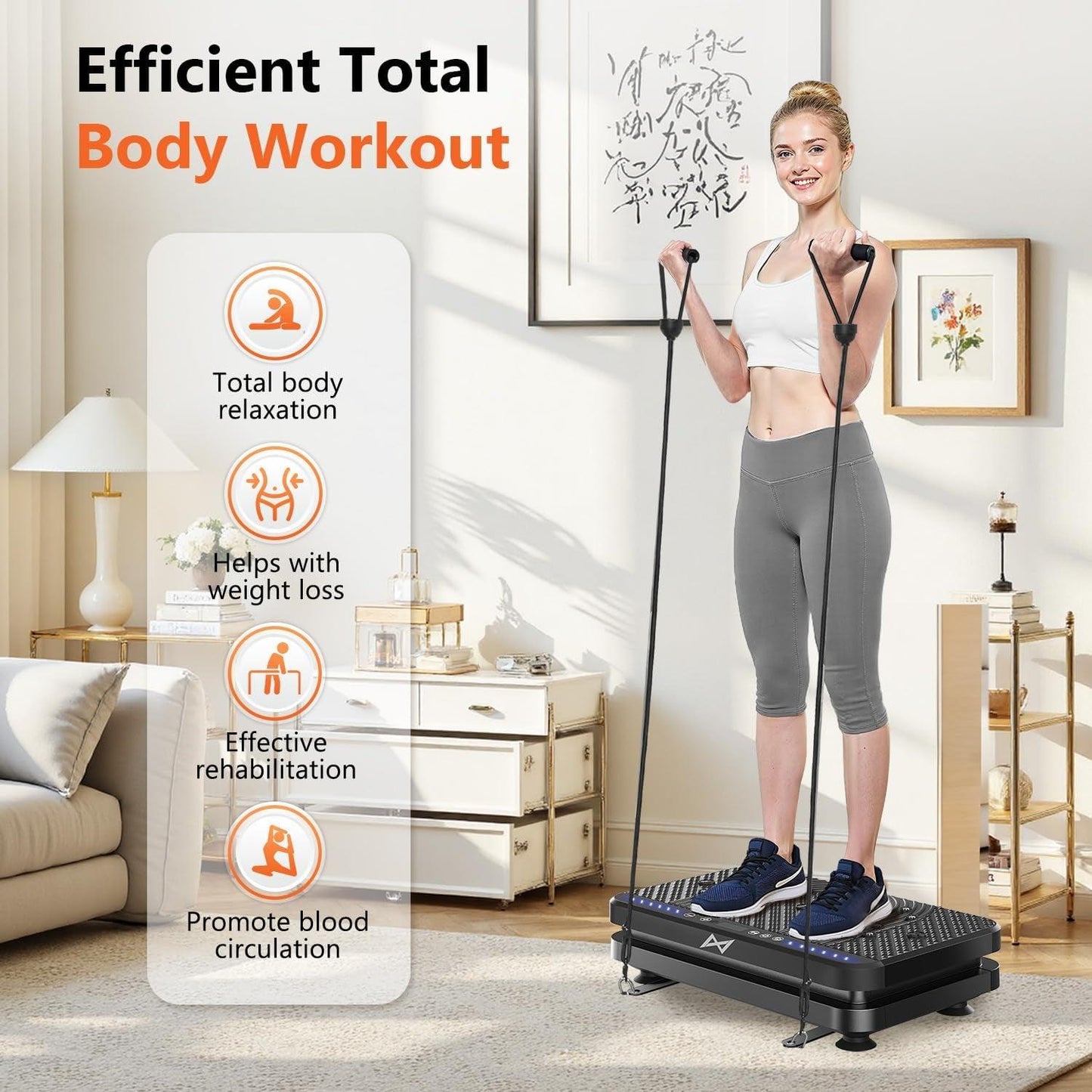 Vibration Plate Fitness Platform Exercise Machine Vibrating Shaking Full Body Shaker Workout Vibrate Stand Shake Board Sport Gym for Weight Loss Fat Burner for Women Men