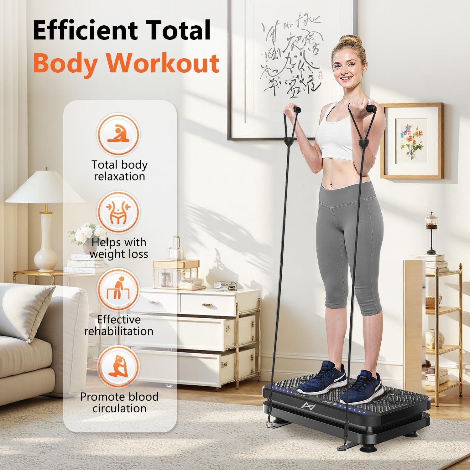 Vibration Plate Fitness Platform Exercise Machine Vibrating Shaking Full Body Shaker Workout Vibrate Stand Shake Board Sport Gym for Weight Loss Fat Burner for Women Men
