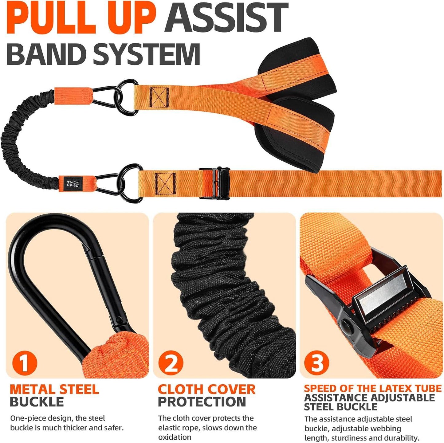 2 in 1 18PCS Heavy Resistance Bands & Assisted Pull Up Bands Combo – 300LBS/225LBS with Non-Slip Handles, Ankle Straps, Door Anchor, Adjustable Bands & Foot Pedals for Strength Training