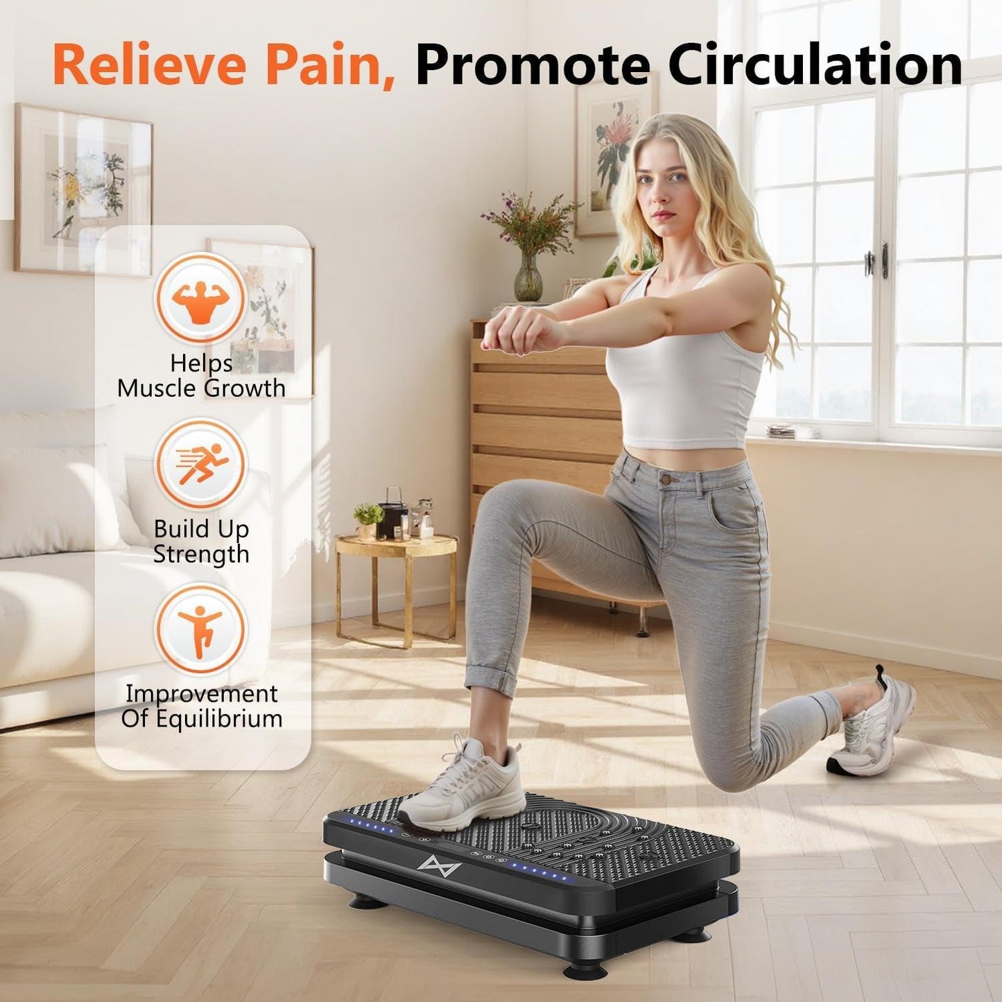 Vibration Plate Fitness Platform Exercise Machine Vibrating Shaking Full Body Shaker Workout Vibrate Stand Shake Board Sport Gym for Weight Loss Fat Burner for Women Men