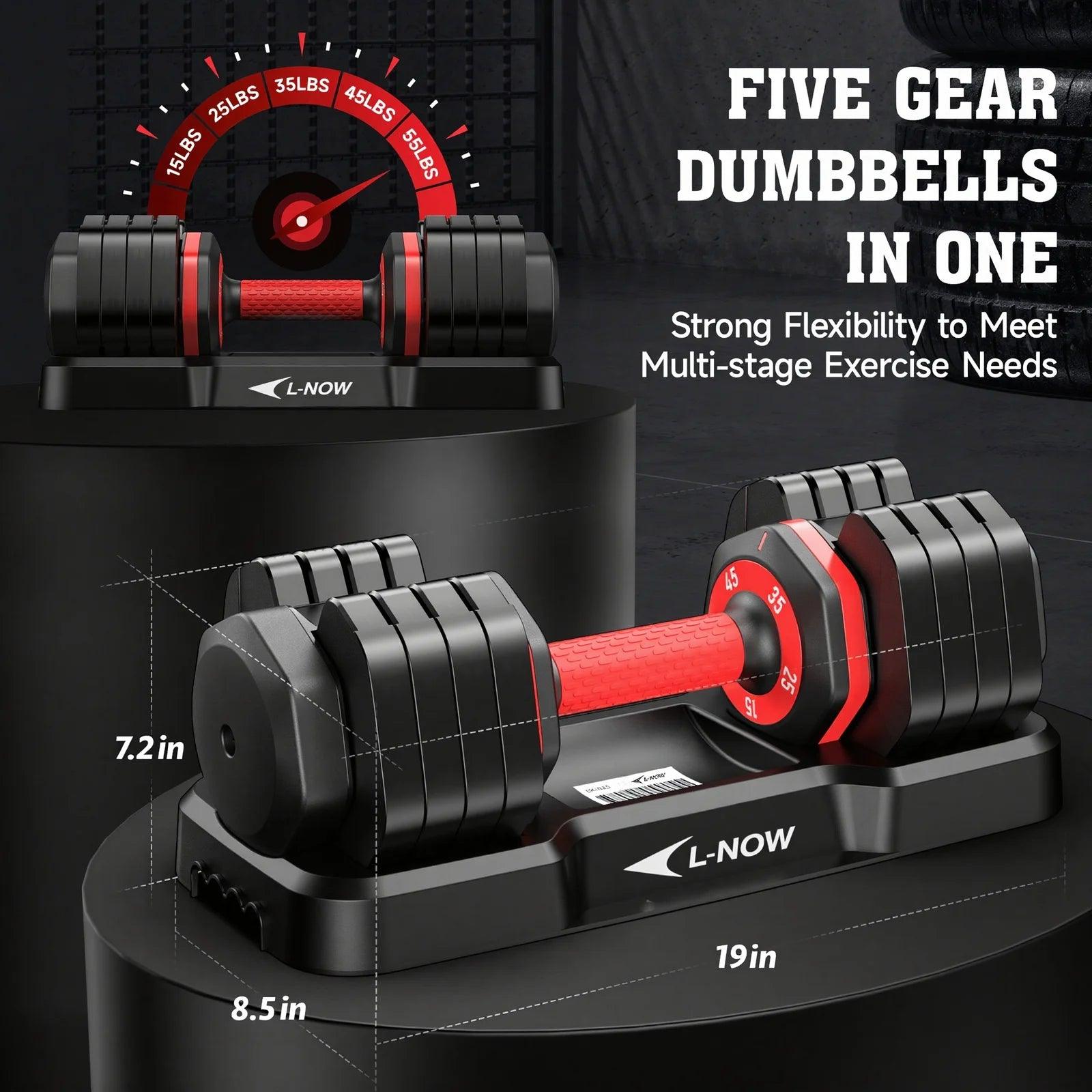 110LB Adjustable Dumbbells with High Quality Tray 15Lb to 55Lb Adjustable Dumbbell for Home Gym Exercise Equipment, ‌‌Christmas Gift