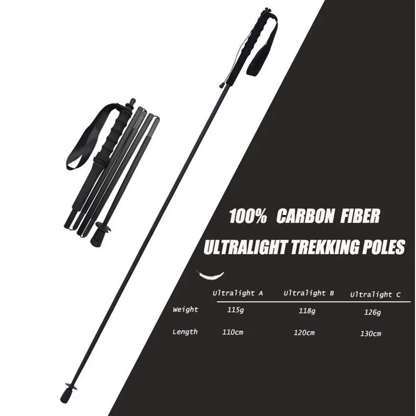 HEALING Ultra Light Trekking Pole Carbon Folding Hiking Stick Collapsible Hiking Poles Trekking Stick Walking Poles Walk