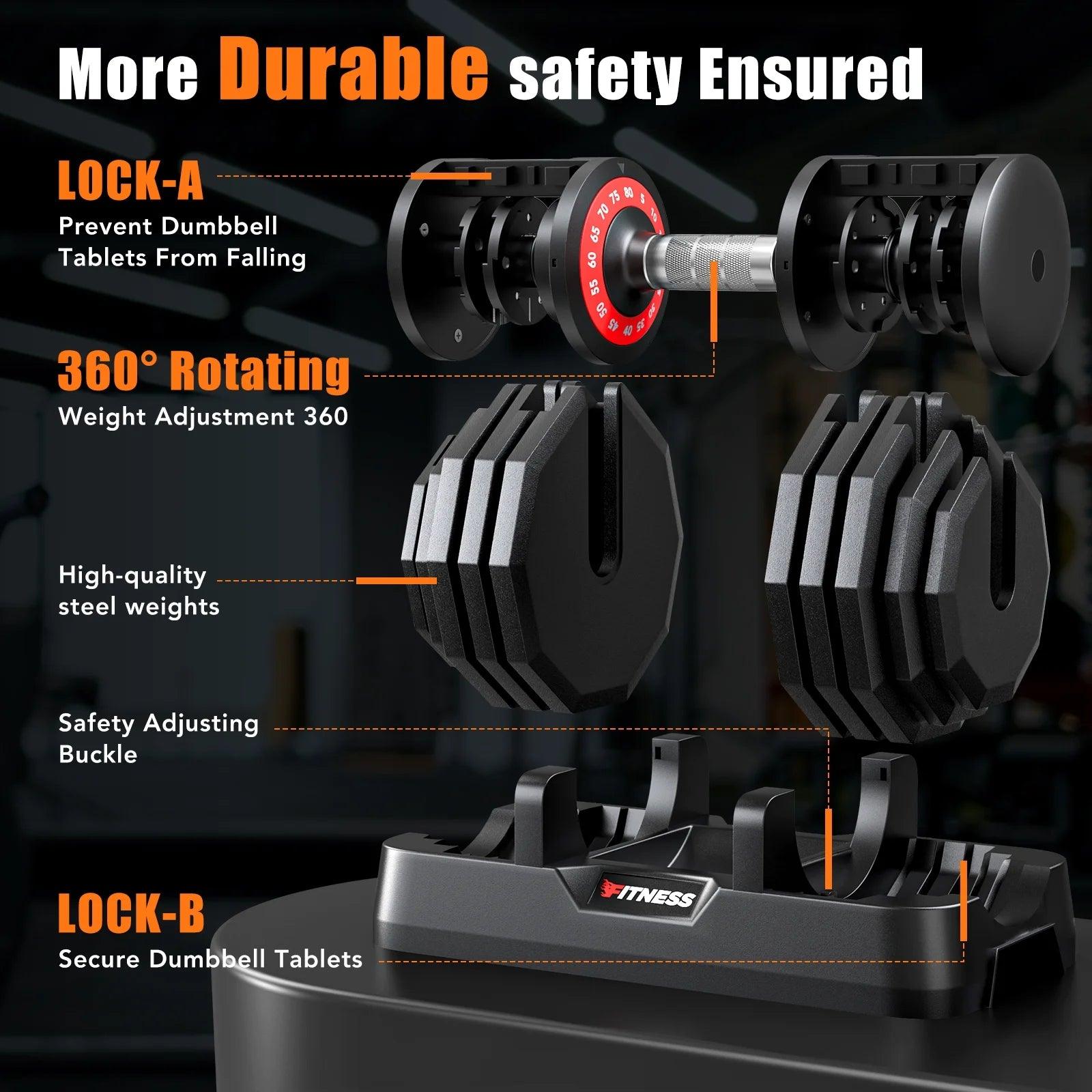 160Lb(80Lbs*2) Adjustable Dumbbells Set,16 in 1 Quick-Select 5-80Lbs Weight Adjustable Dumbbells for Full Body Home Workout
