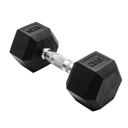 Barbell, 25Lb Rubber Hex Dumbbell, Single