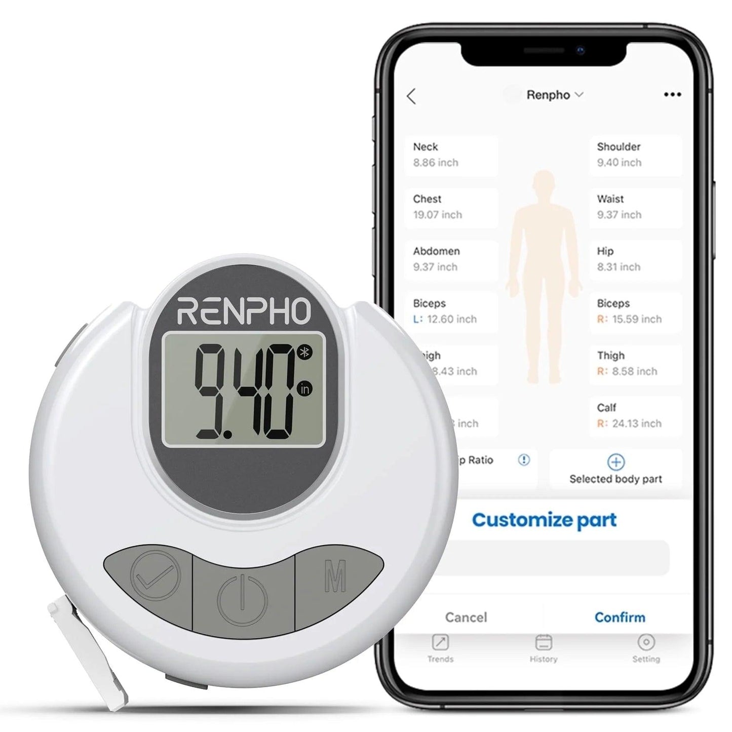 Smart Tape Measure with App, Bluetooth Body Measuring Tape for Body Circumference Monitoring, Mother-To-Be, Bodybuilder