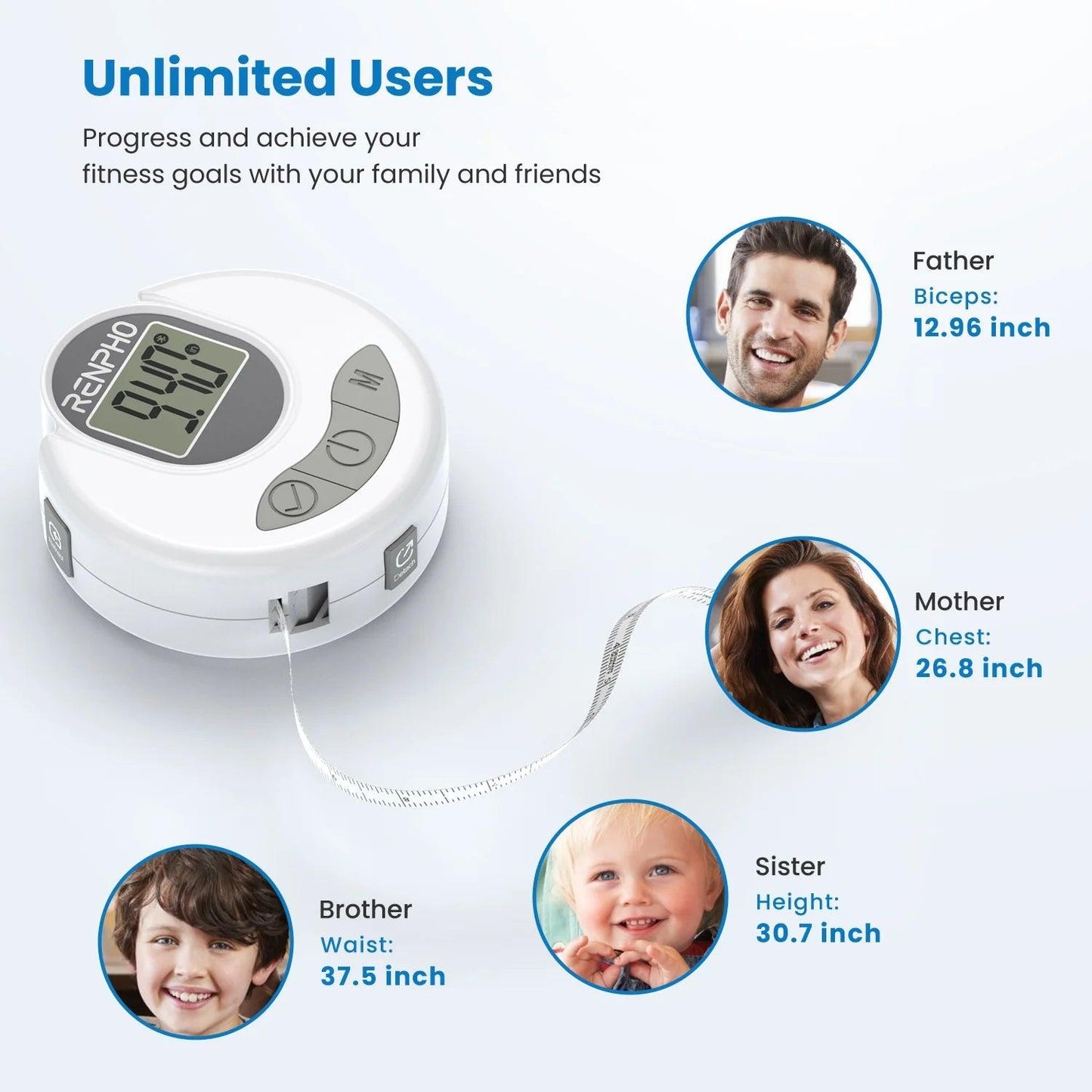 Smart Tape Measure with App, Bluetooth Body Measuring Tape for Body Circumference Monitoring, Mother-To-Be, Bodybuilder