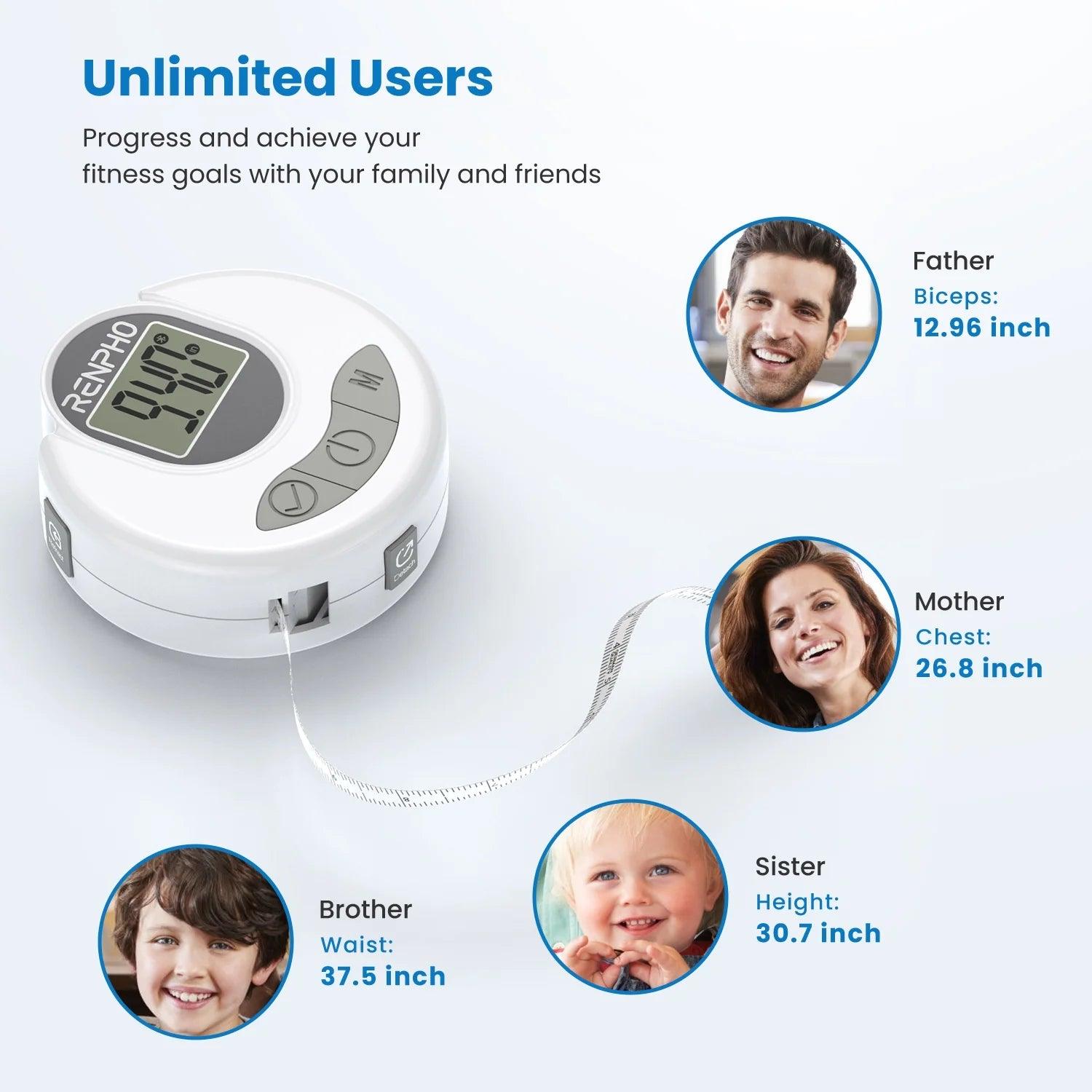 Smart Tape Measure with App, Bluetooth Body Measuring Tape for Body Circumference Monitoring, Mother-To-Be, Bodybuilder